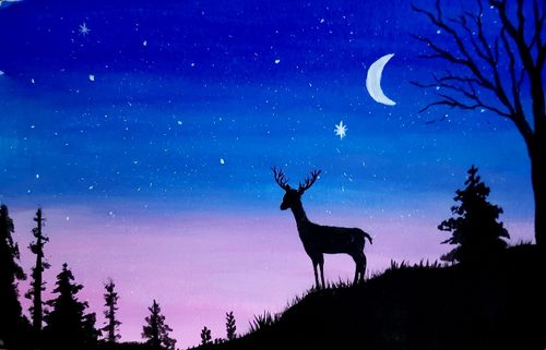 Lorna, new moon, acrylic.